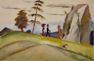 Strollers in a Rocky Landscape by August Macke Oil Painting