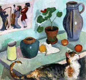 The Spirit of the House - Still Life with Cat by August Macke Oil Painting