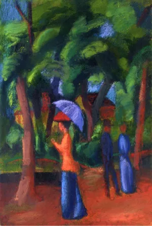Walking in the Park by August Macke Oil Painting