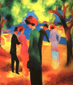 Woman in a Green Jacket by August Macke - Oil Painting Reproduction