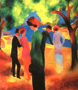 Woman in a Green Jacket Oil painting by August Macke