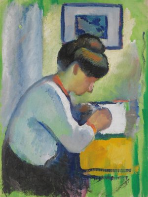 Woman Writing Oil painting by August Macke