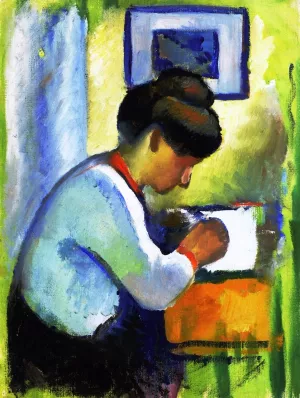Woman Writing by August Macke Oil Painting