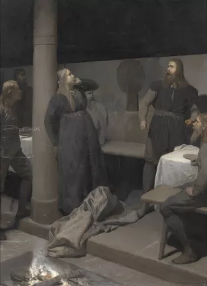 Hallgerd's Slap. Illustration for Njal's Saga, ch. 48 by August Malmstrom Oil Painting