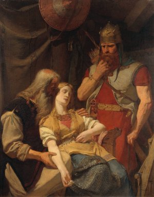 Ingeborg Receiving News of Hjalmar's Death from Orvar Odd by August Malmstrom Oil Painting