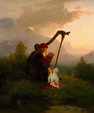 King Heimer and Aslog by August Malmstrom Oil Painting