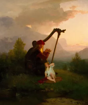 King Heimer and Aslog by August Malmstrom Oil Painting
