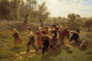The Game by August Malmstrom Oil Painting