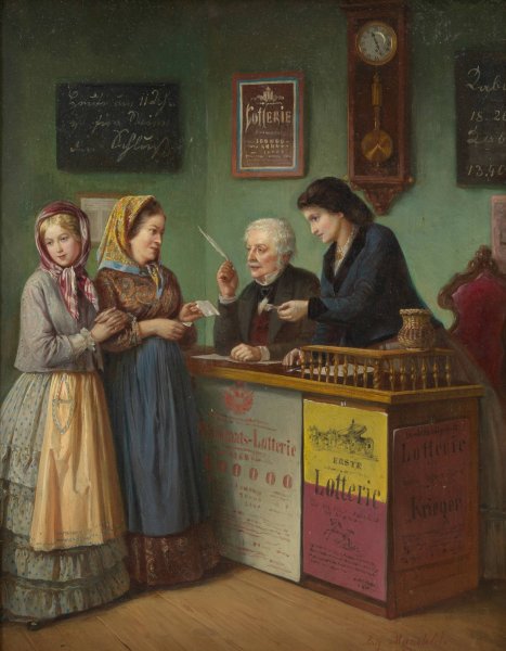 Lotto-Kollektur  by August Mansfeld - Hand-Painted Oil Painting Reproduction