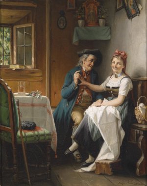 Der Verehrer by August Muller Oil Painting