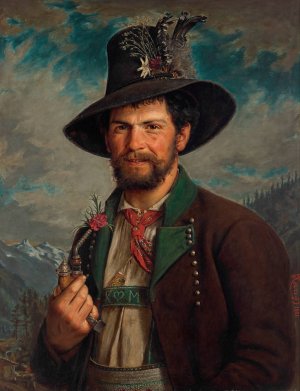 Tiroler Bauer in Stubaier Tracht by August Pezzey The Elder Oil Painting