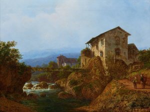 Alte Dorfbrucke by August Piepenhagen Oil Painting