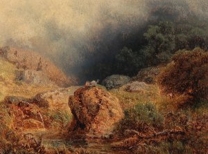 Nahendes Unwetter in den Bergen by August Piepenhagen Oil Painting
