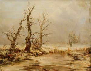 Wintry landscape by August Piepenhagen Oil Painting
