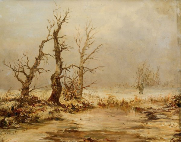 Wintry landscape by August Piepenhagen - Hand-Painted Oil Painting Reproduction