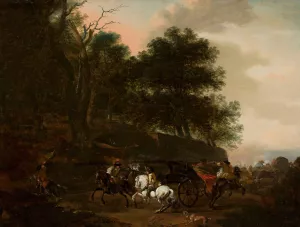 Assault on travellers Oil painting by August Querfurt