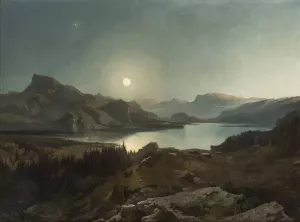 Alpine Lake by August Schaeffer Von Wienwald Oil Painting