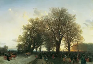 Auf dem Heimweg von der Weltausstellung im Wiener Prater 1873 by August Schaeffer Von Wienwald Oil Painting
