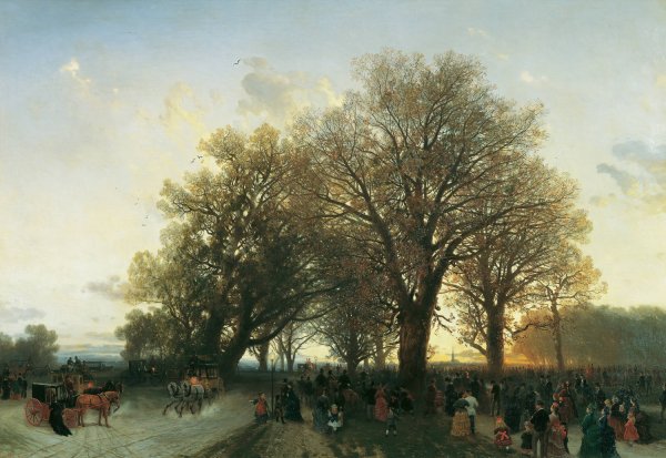 Main Product Photo of Auf dem Heimweg von der Weltausstellung im Wiener Prater 1873  Painting by August Schaeffer Von Wienwald