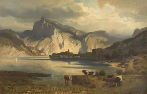 Landscape with a Lake by August Schaeffer Von Wienwald Oil Painting