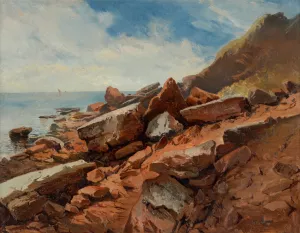 Steinkuste in Helgoland by August Schaeffer Von Wienwald Oil Painting
