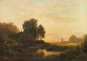 Abendlandschaft by August Seidel Oil Painting