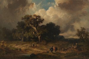 Heimkehrende Jager bei aufziehendem Gewitter by August Seidel Oil Painting