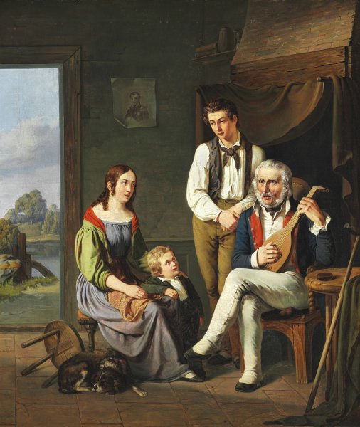 En hiemkommen SOmand fortaeller om sin Reise  by August Thomsen - Hand-Painted Oil Painting Reproduction