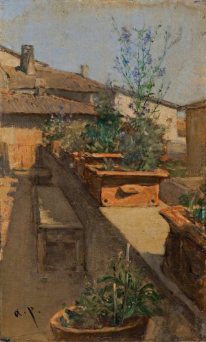 A Roof Garden by August Von Pettenkofen Oil Painting