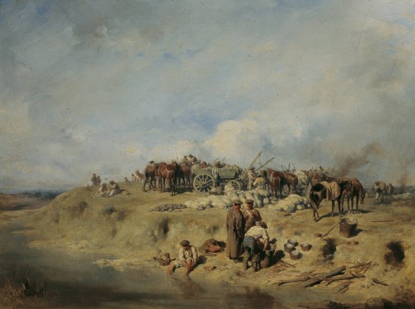 Main Product Photo of Biwak russischer Soldaten  Painting by August Von Pettenkofen
