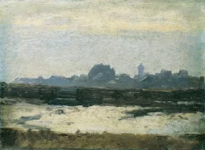 Blick auf eine Stadt Oil painting by August Von Pettenkofen