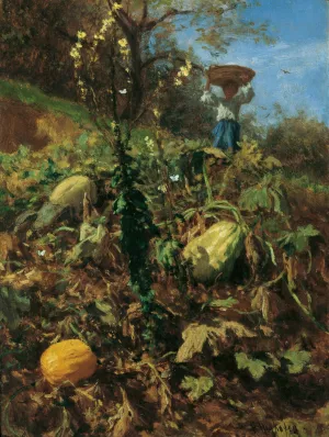 Der Kurbisgarten Oil painting by August Von Pettenkofen