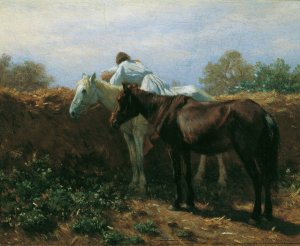 Der Kuss I by August Von Pettenkofen Oil Painting