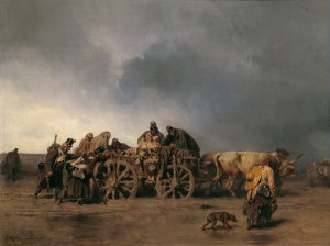Der Verwundetentransport I by August Von Pettenkofen Oil Painting