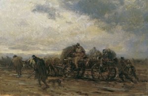 Der Verwundetentransport II by August Von Pettenkofen Oil Painting