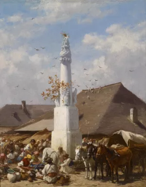 Geschirrmarkt in Szolnok Oil painting by August Von Pettenkofen