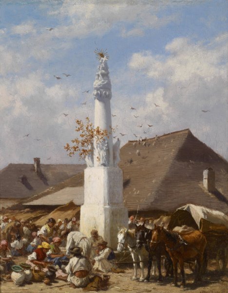 Main Product Photo of Geschirrmarkt in Szolnok Painting by August Von Pettenkofen