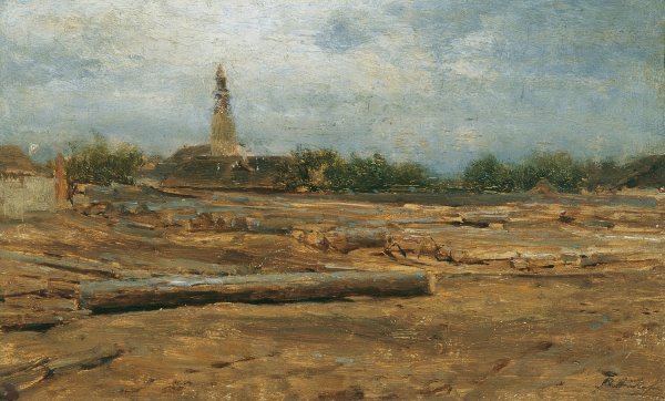 Holzplatz bei Szolnok  by August Von Pettenkofen - Hand-Painted Oil Painting Reproduction
