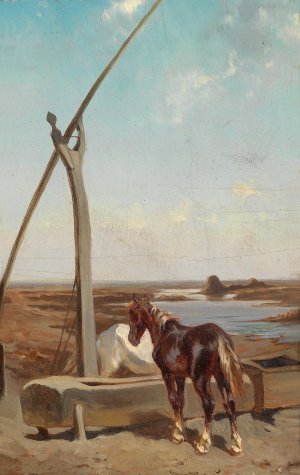 Motiv aus der Puszta by August Von Pettenkofen Oil Painting