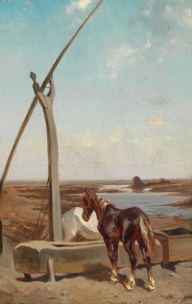 Main Product Photo of Motiv aus der Puszta Painting by August Von Pettenkofen
