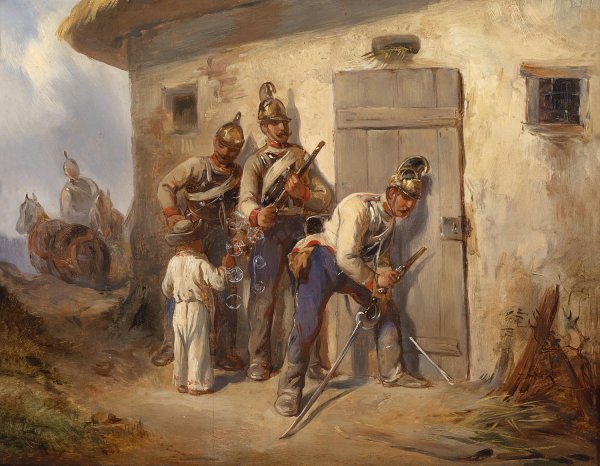 Main Product Photo of Osterreichische Dragoner Painting by August Von Pettenkofen