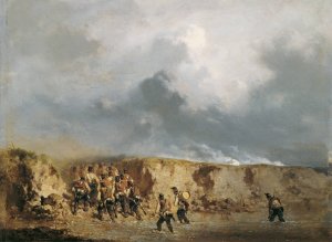 Osterreichische Soldaten eine Furt uberschreitend by August Von Pettenkofen Oil Painting