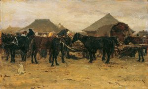 Pferdemarkt in Szolnok I by August Von Pettenkofen Oil Painting