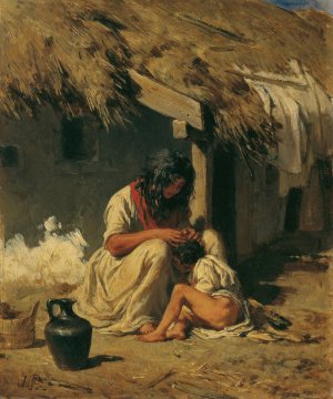 Ungarische Dorfidylle by August Von Pettenkofen Oil Painting