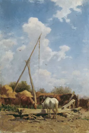 Ungarische Pferdetranke by August Von Pettenkofen Oil Painting