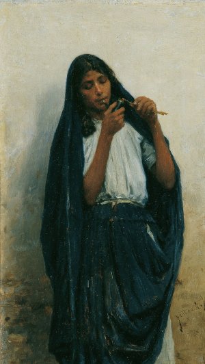 Zigeunerin by August Von Pettenkofen Oil Painting