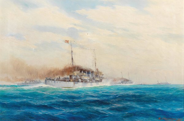 Main Product Photo of Bombardment of Palagruza in 1915  Painting by August Von Ramberg