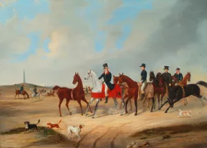 Reiterkavalkade mit Hunden by August Von Rentzell Oil Painting