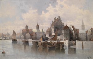 Hafenstadt by August Von Siegen Oil Painting