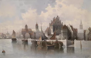 Hafenstadt by August Von Siegen Oil Painting